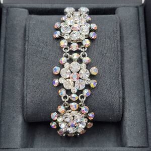 Vintage Womens Silver Tone Crystals‎ Rhinestone Bracelet Bridal Accessories